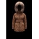 2022 Moncler Ficodie Fur Collar Short Down Jacket Women Waist Down Puffer Coat Winter Outerwear Brown