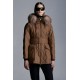 2022 Moncler Ficodie Fur Collar Short Down Jacket Women Waist Down Puffer Coat Winter Outerwear Brown