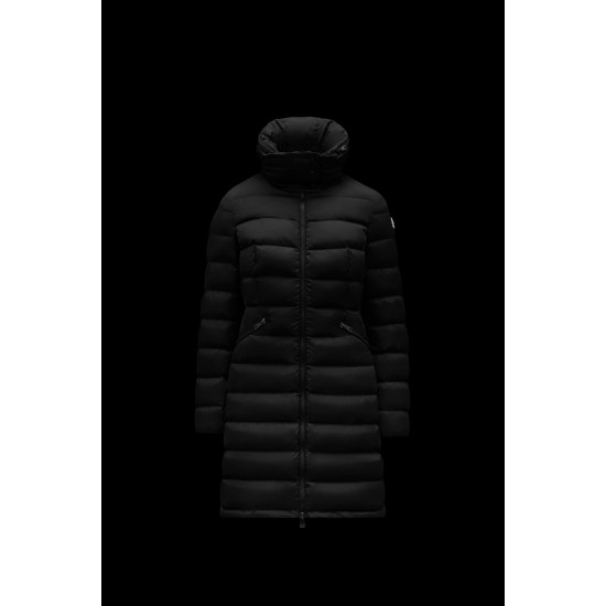 2022 Moncler Flammette Parka Long Down Jacket Women Down Puffer Coat Winter Outerwear Black