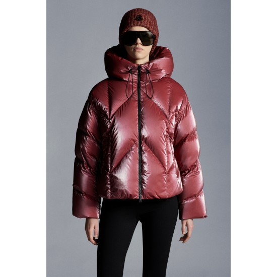 2022 Moncler Frele Short Hooded Down Jacket Women Down Puffer Coat Winter Outerwear Cherry Pink