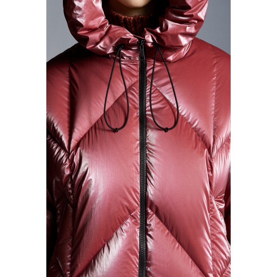 2022 Moncler Frele Short Hooded Down Jacket Women Down Puffer Coat Winter Outerwear Cherry Pink