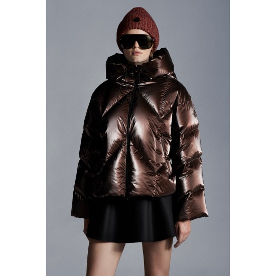 2022 Moncler Frele Short Hooded Down Jacket Women Down Puffer Coat Winter Outerwear Dark Brown