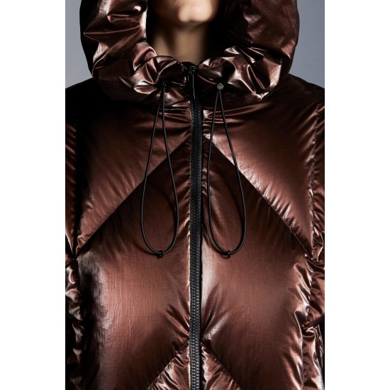 2022 Moncler Frele Short Hooded Down Jacket Women Down Puffer Coat Winter Outerwear Dark Brown