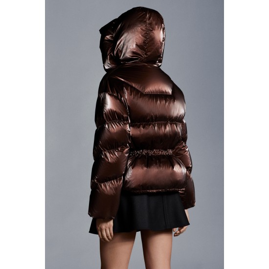 2022 Moncler Frele Short Hooded Down Jacket Women Down Puffer Coat Winter Outerwear Dark Brown