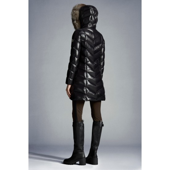 2022 Moncler Fulmarus Parka Fur Collar Hooded Long Down Jacket Women Down Puffer Coat Winter Outerwear Black