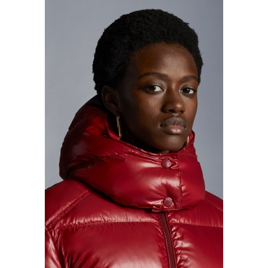 2022 Moncler Fustet Short Down Jacket Women Hooded Down Puffer Coat Winter Outerwear Red