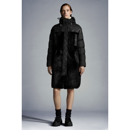 2022 Moncler Gaudine Parka Hooded Long Down Jacket Women Down Puffer Coat Winter Outerwear Black