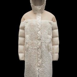 2022 Moncler Gaudine Parka Hooded Long Down Jacket Women Down Puffer Coat Winter Outerwear Oatmeal Beige