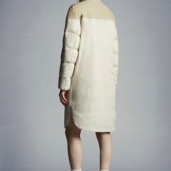 2022 Moncler Gaudine Parka Hooded Long Down Jacket Women Down Puffer Coat Winter Outerwear Oatmeal Beige