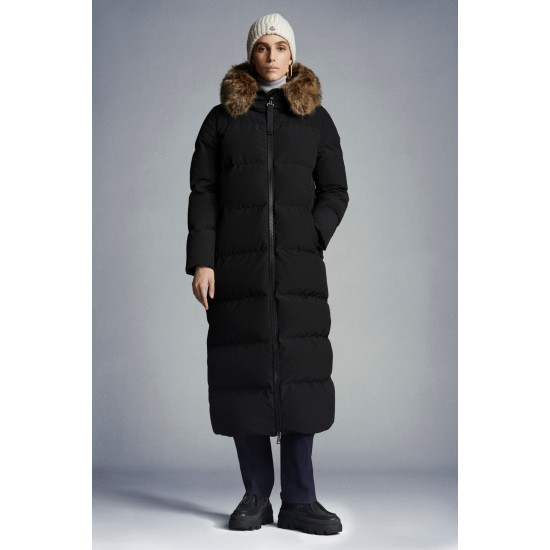 2022 Moncler Guimauve Parka Fur Collar Hooded Long Down Jacket Women Down Puffer Coat Winter Outerwear Black