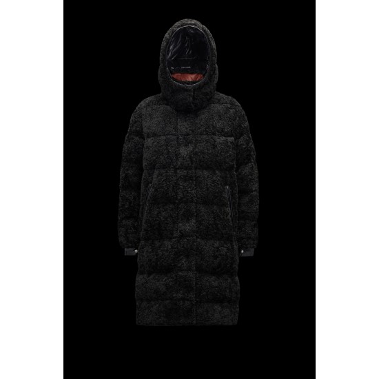 2022 Moncler Hainardia Parka Hooded Long Down Jacket Women Down Puffer Coat Winter Outerwear Black