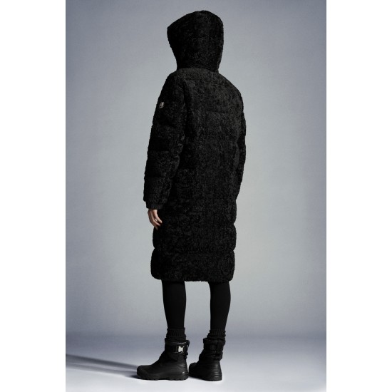 2022 Moncler Hainardia Parka Hooded Long Down Jacket Women Down Puffer Coat Winter Outerwear Black