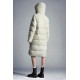 2022 Moncler Hainardia Parka Hooded Long Down Jacket Women Down Puffer Coat Winter Outerwear Silk White