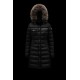 2022 Moncler Hermifur Parka Fur Hooded Collar Long Down Jacket Women Down Puffer Coat Winter Outerwear Black