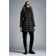 2022 Moncler Hermifur Parka Fur Hooded Collar Long Down Jacket Women Down Puffer Coat Winter Outerwear Black