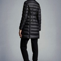 2022 Moncler Hermifur Parka Fur Hooded Collar Long Down Jacket Women Down Puffer Coat Winter Outerwear Black