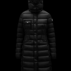 2022 Moncler Hermine Parka Hooded Long Down Jacket Women Down Puffer Coat Winter Outerwear Black