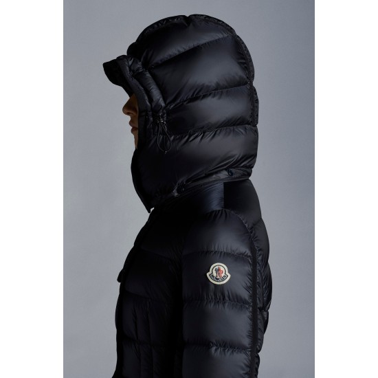 2022 Moncler Hermine Parka Hooded Long Down Jacket Women Down Puffer Coat Winter Outerwear Night Blue