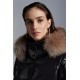 2022 Moncler Hudson Parka Fur Collar Hooded Long Down Jacket Women Down Puffer Coat Winter Outerwear Black