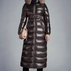 2022 Moncler Hudson Parka Long Down Jacket Women Down Puffer Coat Winter Outerwear Dark Grey