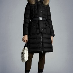 2022 Moncler Khloe Parka Fur Hooded Collar Long Down Jacket Women Down Puffer Coat Winter Outerwear Black2