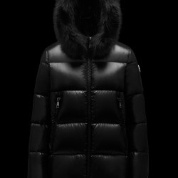 2022 Moncler Laiche Parka Short Down Jacket Women Fur Hooded Collar Down Puffer Coat Winter Outerwear Black