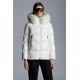 2022 Moncler Laiche Parka Short Down Jacket Women Fur Hooded Collar Down Puffer Coat Winter Outerwear Off White