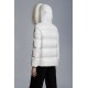 2022 Moncler Laiche Parka Short Down Jacket Women Fur Hooded Collar Down Puffer Coat Winter Outerwear Off White