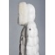 2022 Moncler Laiche Parka Short Down Jacket Women Fur Hooded Collar Down Puffer Coat Winter Outerwear Off White