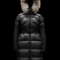 2022 Moncler Lalteron Parka Fur Collar Hooded Long Down Jacket Women Down Puffer Coat Winter Outerwear Black