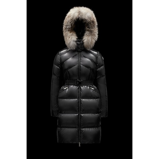 2022 Moncler Lalteron Parka Fur Collar Hooded Long Down Jacket Women Down Puffer Coat Winter Outerwear Black