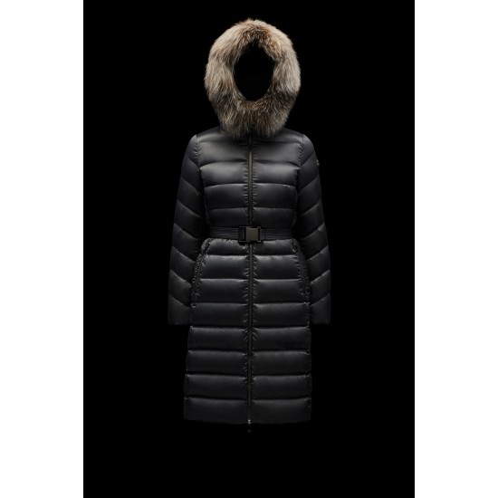 2022 Moncler Leersie Parka Fur Collar Long Down Jacket Women Down Puffer Coat Winter Outerwear Dark Gray