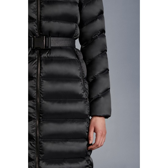 2022 Moncler Leersie Parka Fur Collar Long Down Jacket Women Down Puffer Coat Winter Outerwear Dark Gray