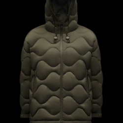 2022 Moncler Lepturus Parka Short Down Jacket Women Fur Hooded Collar Down Puffer Coat Winter Outerwear Army Green