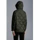 2022 Moncler Lepturus Parka Short Down Jacket Women Fur Hooded Collar Down Puffer Coat Winter Outerwear Army Green