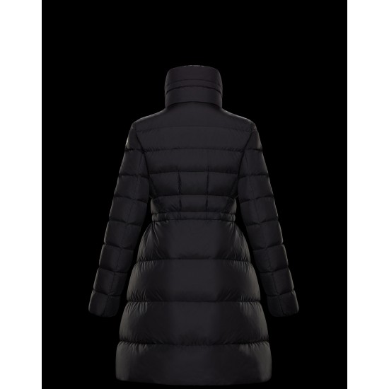 2022 Moncler Malban Parka Long Down Jacket Women Waist Down Puffer Coat Winter Outerwear Black