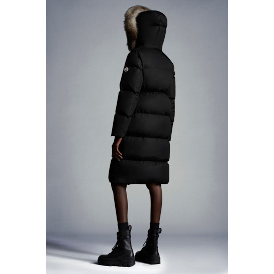 2022 Moncler Marrionnier Parka Fur Hooded Collar Long Down Jacket Women Down Puffer Coat Winter Outerwear Black