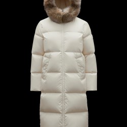 2022 Moncler Marrionnier Parka Hooded Long Down Jacket Women Down Puffer Coat Winter Outerwear Silk White