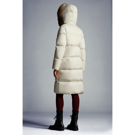 2022 Moncler Marrionnier Parka Hooded Long Down Jacket Women Down Puffer Coat Winter Outerwear Silk White