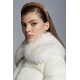 2022 Moncler Meaban Fur Collar Short Down Jacket Women Down Puffer Coat Winter Outerwear White