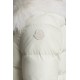 2022 Moncler Meaban Fur Collar Short Down Jacket Women Down Puffer Coat Winter Outerwear White