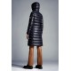 2022 Moncler Moka Hooded Long Down Jacket Women Down Puffer Coat Winter Outerwear Night Blue