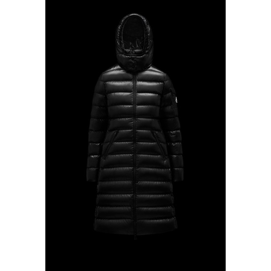 2022 Moncler Moka Parka Hooded Long Down Jacket Women Down Puffer Coat Winter Outerwear Black