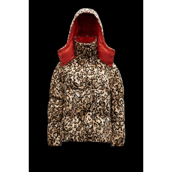 2022 Moncler Parana Short Down Jacket Women Down Puffer Coat Winter Outerwear Animal Print