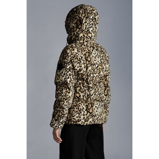 2022 Moncler Parana Short Down Jacket Women Down Puffer Coat Winter Outerwear Animal Print