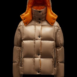 2022 Moncler Parana Short Down Jacket Women Down Puffer Coat Winter Outerwear Natural Camel Beige