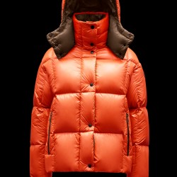 2022 Moncler Parana Short Down Jacket Women Down Puffer Coat Winter Outerwear Orange