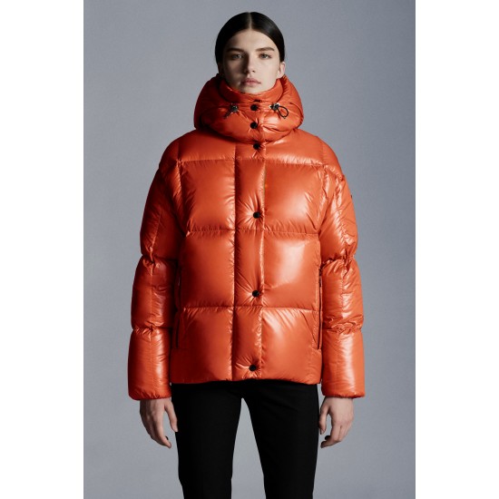 2022 Moncler Parana Short Down Jacket Women Down Puffer Coat Winter Outerwear Orange