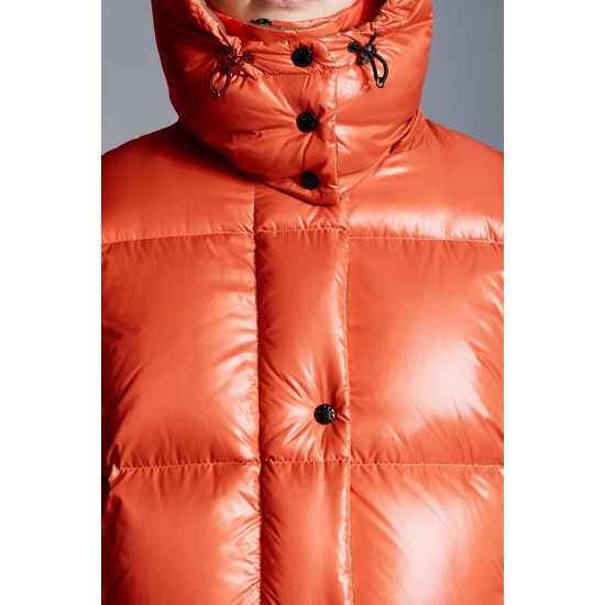 2022 Moncler Parana Short Down Jacket Women Down Puffer Coat Winter Outerwear Orange