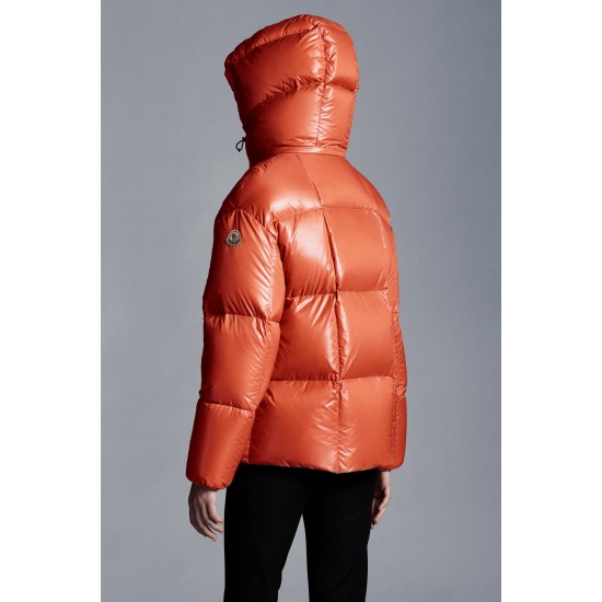 2022 Moncler Parana Short Down Jacket Women Down Puffer Coat Winter Outerwear Orange